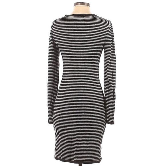 Michael Kors Ponte Knit Heather Pearl Gray Stripe Knit Dress Stretch Fitted sz S - Picture 3 of 13